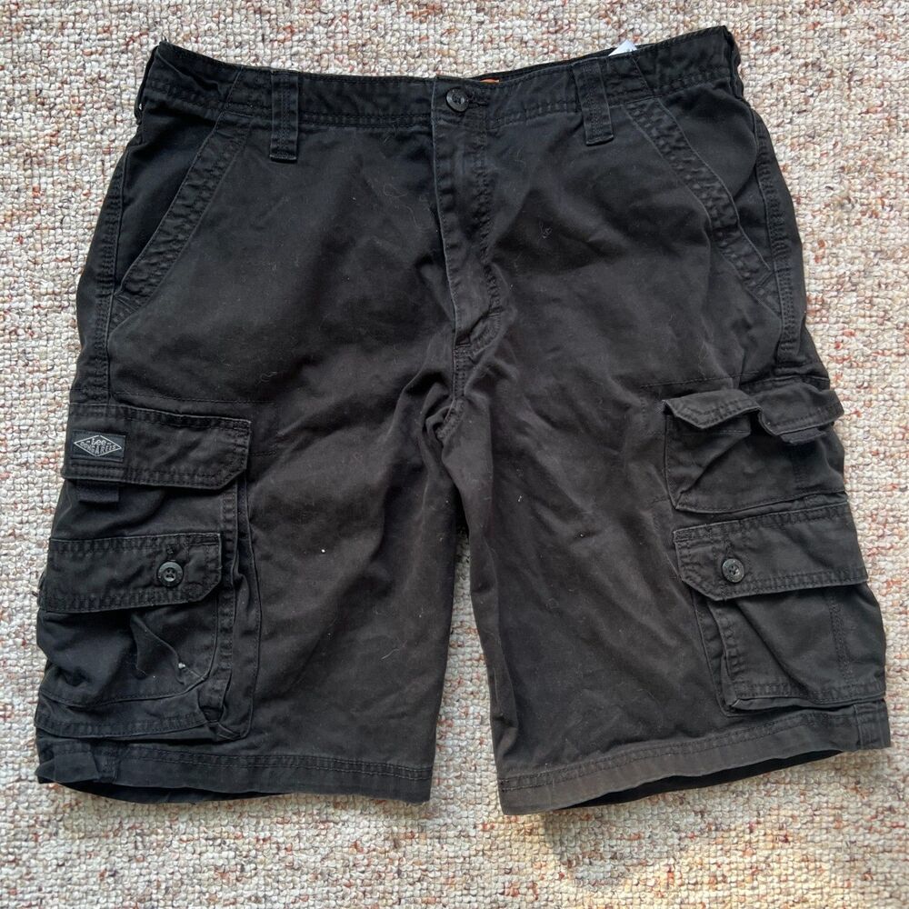 Lee Men's Black Flat Front Cargo Shorts